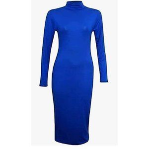 StyleWear Womens Long Sleeve Stretch Bodycon Long Dress Ladies Polo Neck...